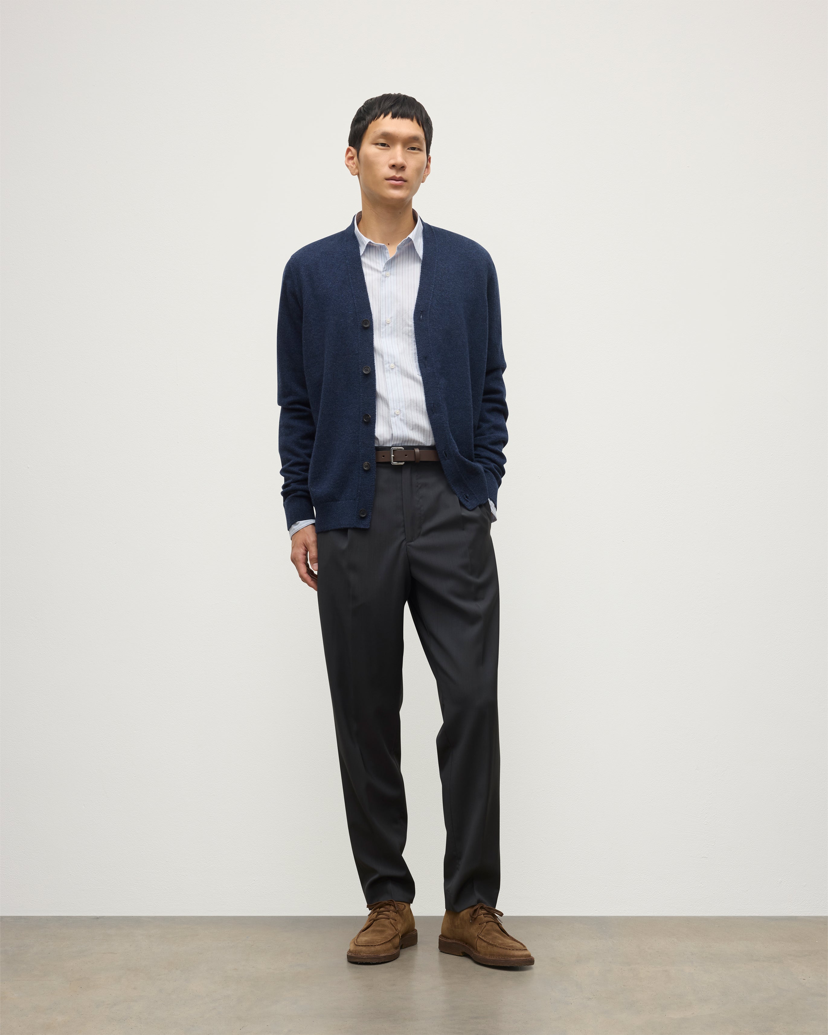 Johnstons of Elgin - Rory Navy Classic Cashmere Cardigan