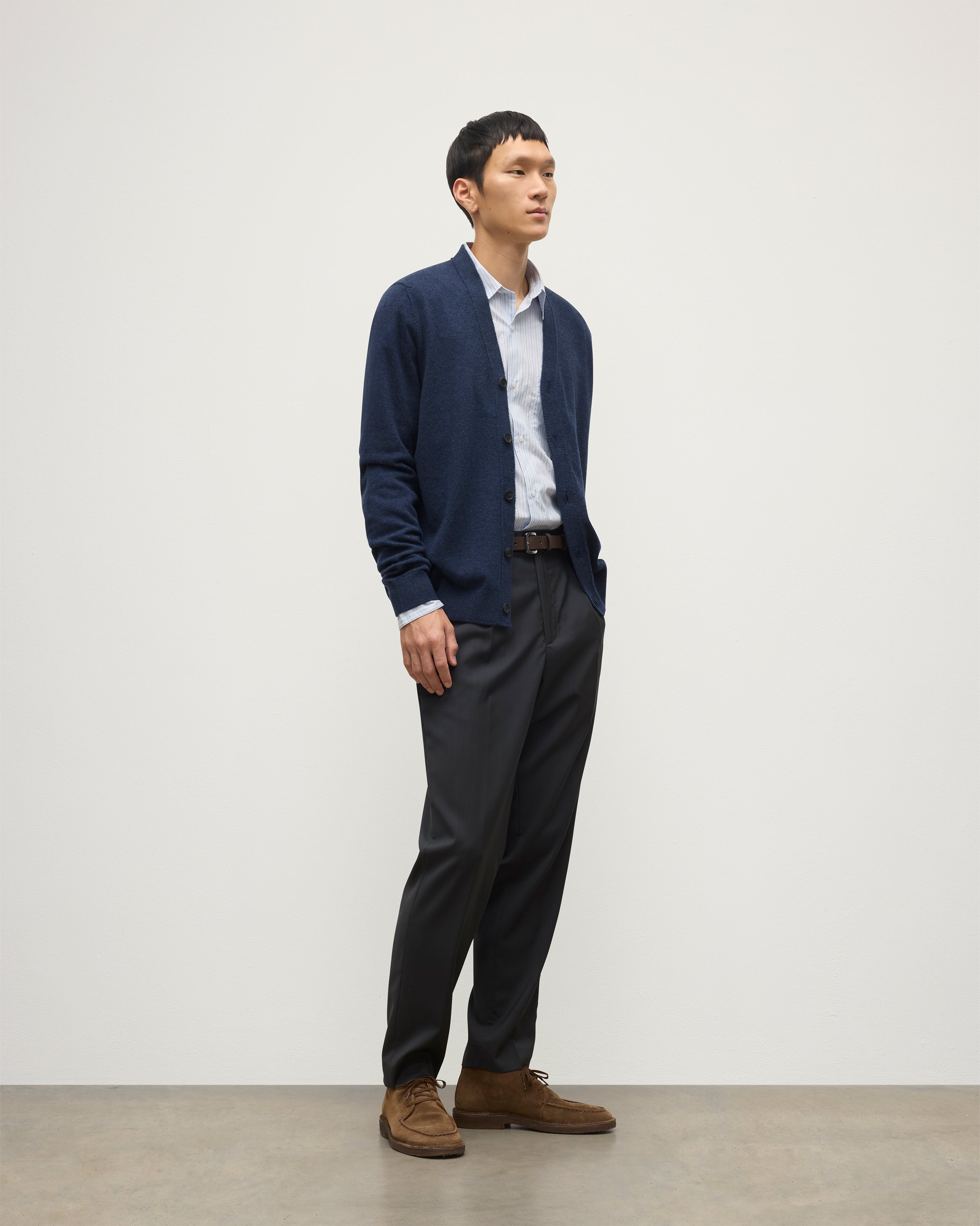 Johnstons of Elgin - Rory Navy Classic Cashmere Cardigan