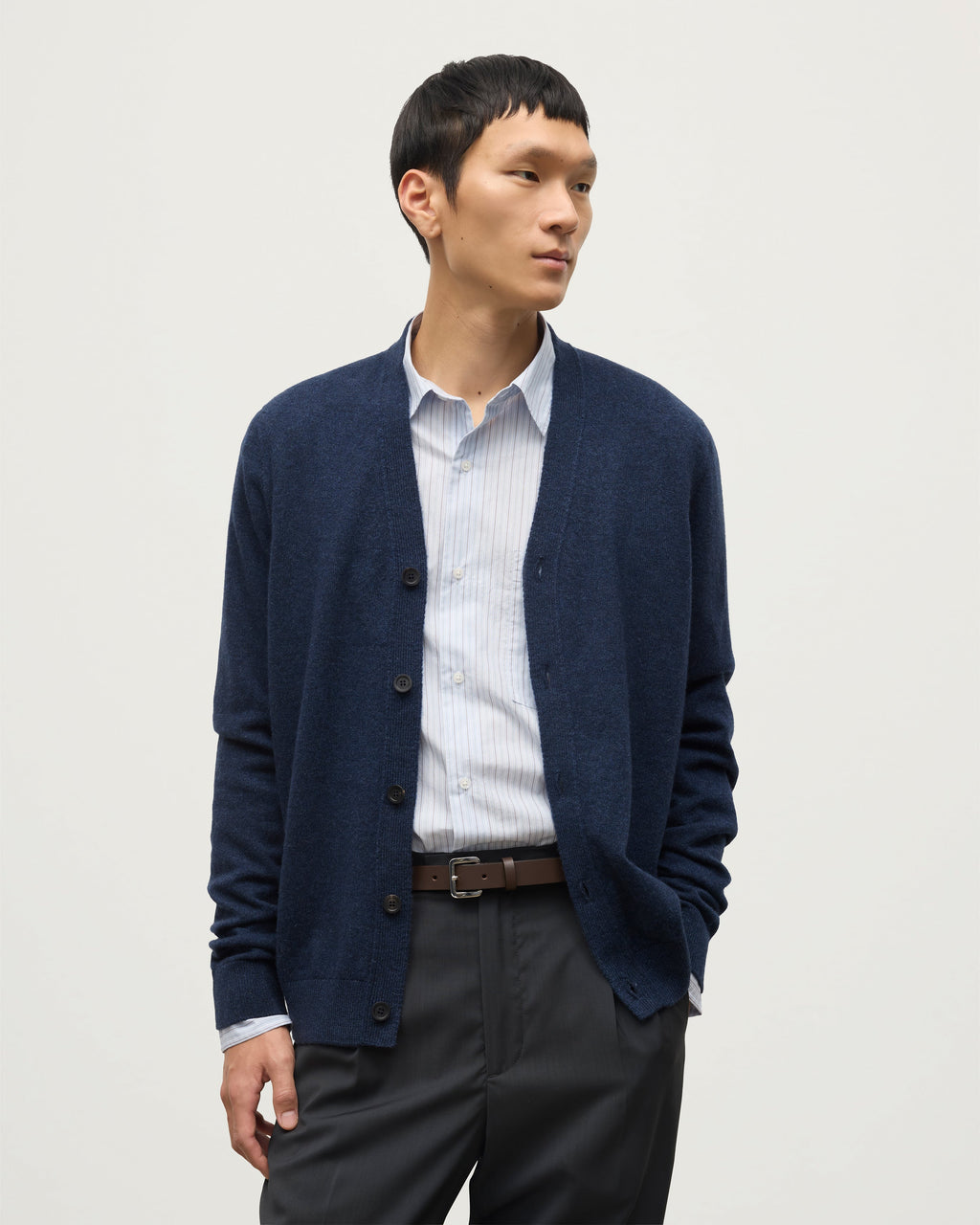 Johnstons of Elgin - Rory Navy Classic Cashmere Cardigan
