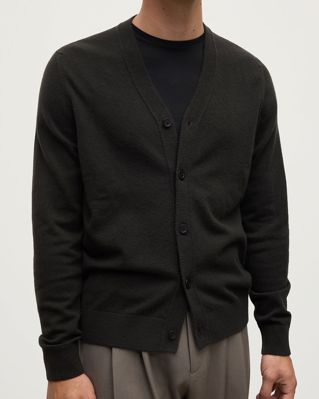 Johnstons of Elgin - Classic Cashmere Dark Grey Cardigan