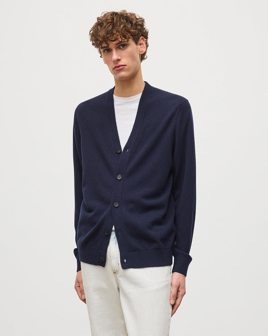 Johnstons of Elgin - Rory Dark Navy Classic Cashmere Cardigan