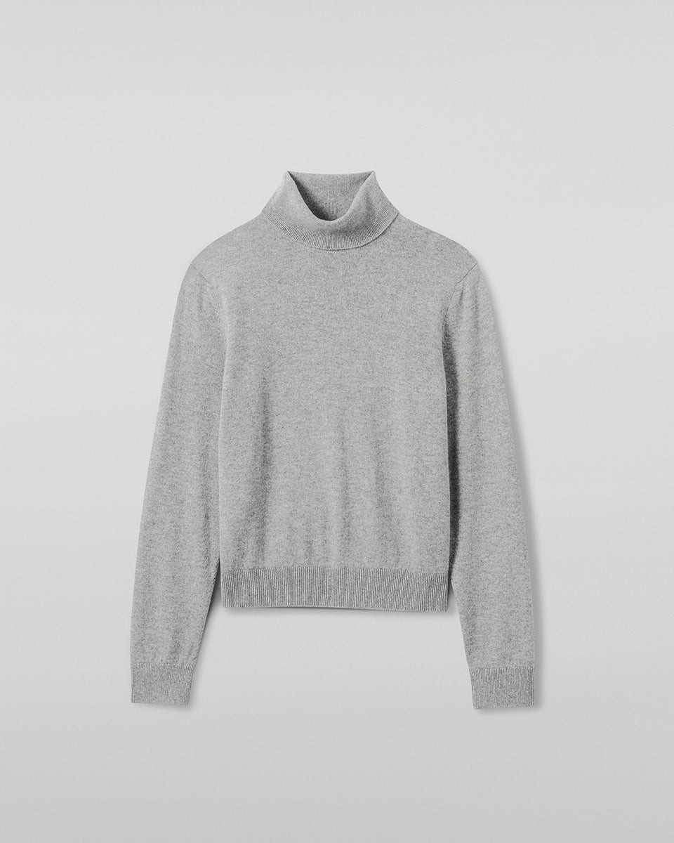 Johnstons of Elgin - Classic Cashmere Light Grey Roll Neck Jumper