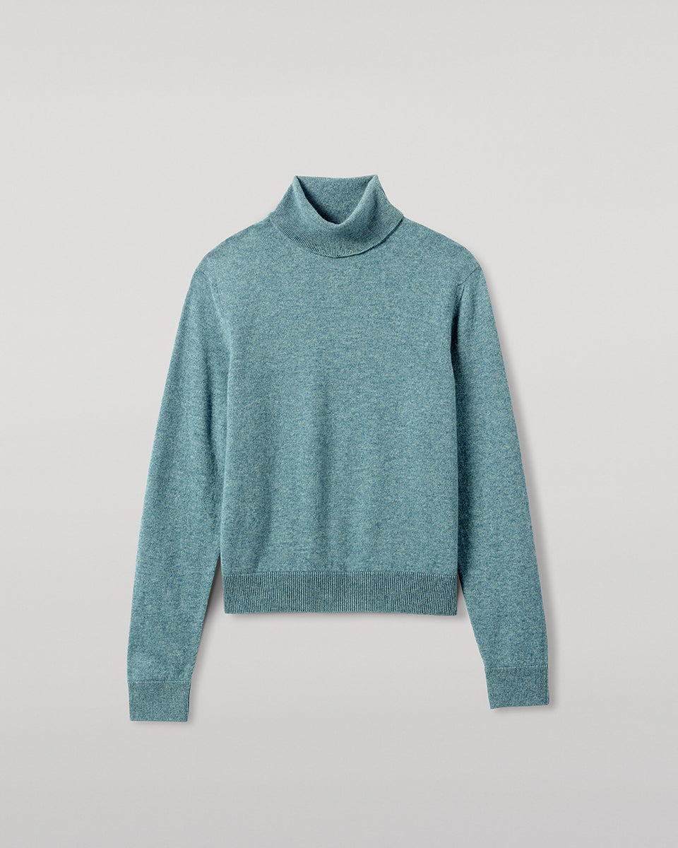 Johnstons of Elgin - Classic Cashmere Green Roll Neck Jumper