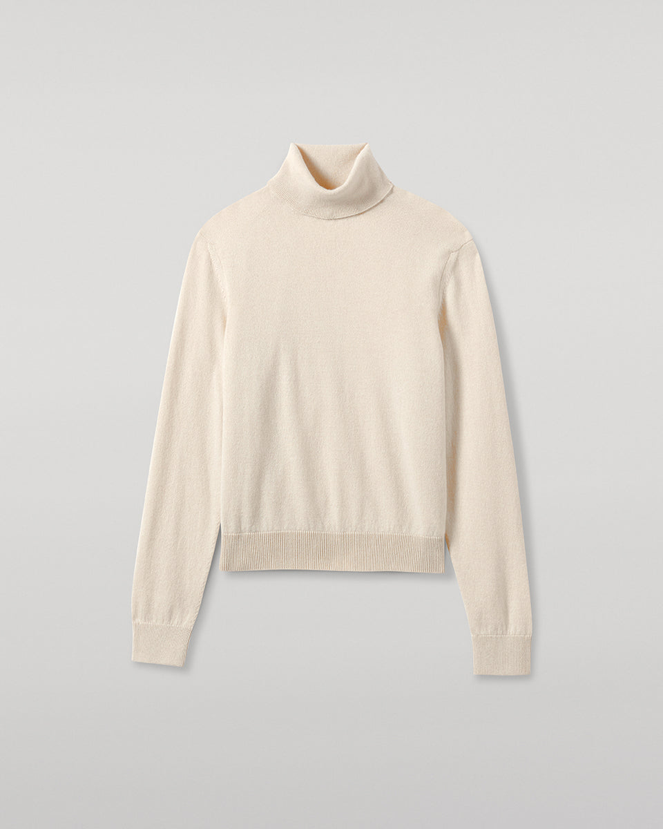 Johnstons of Elgin - Classic Cashmere Cream Roll Neck Jumper