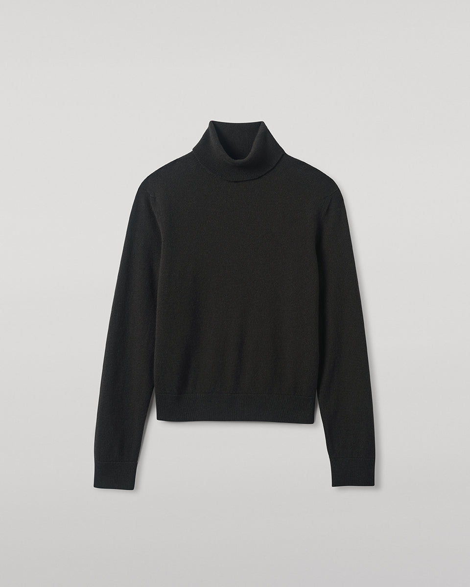 Johnstons of Elgin - Classic Cashmere Dark Grey Roll Neck Jumper