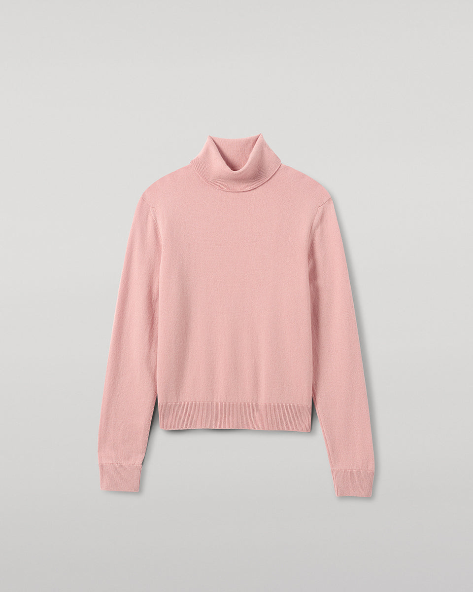 Johnstons of Elgin - Classic Cashmere Pink Roll Neck Jumper