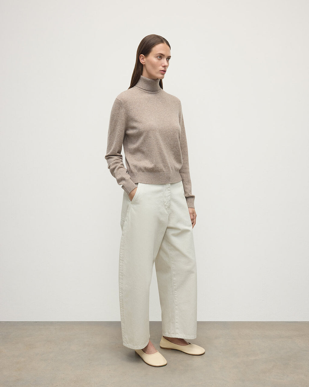 Johnstons of Elgin - Classic Cashmere Light Brown Roll Neck Jumper