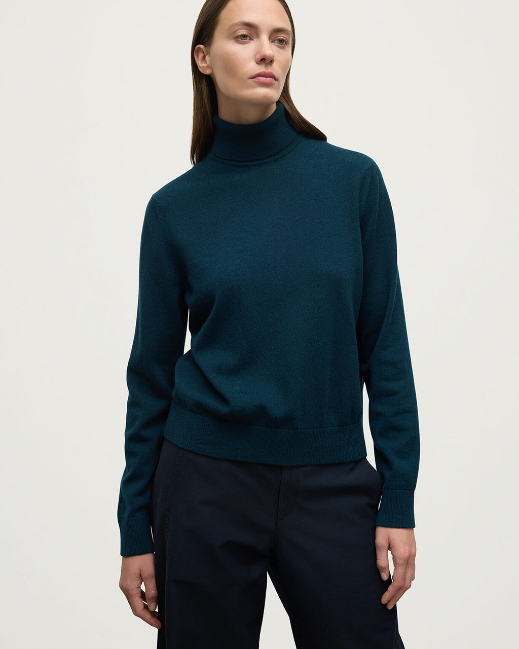 Johnstons of Elgin - Classic Cashmere Bottle Green Roll Neck Jumper