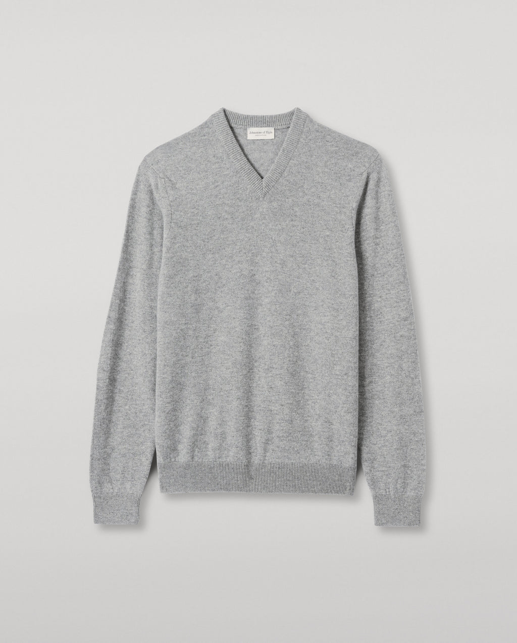 Johnstons of Elgin - Rory Grey Classic Cashmere V - Neck Jumper