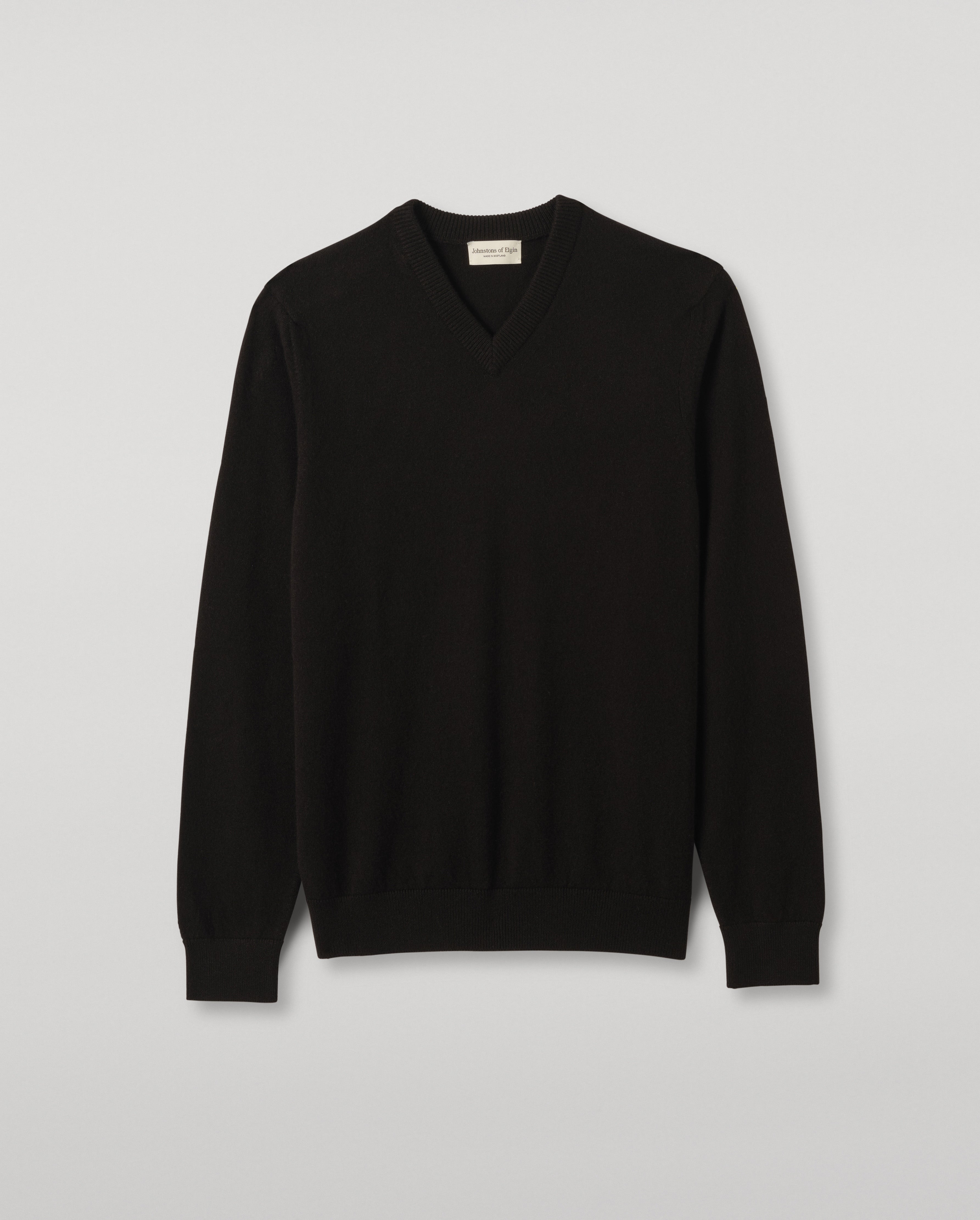 Johnstons of Elgin - Rory Black Classic Cashmere V - Neck Jumper