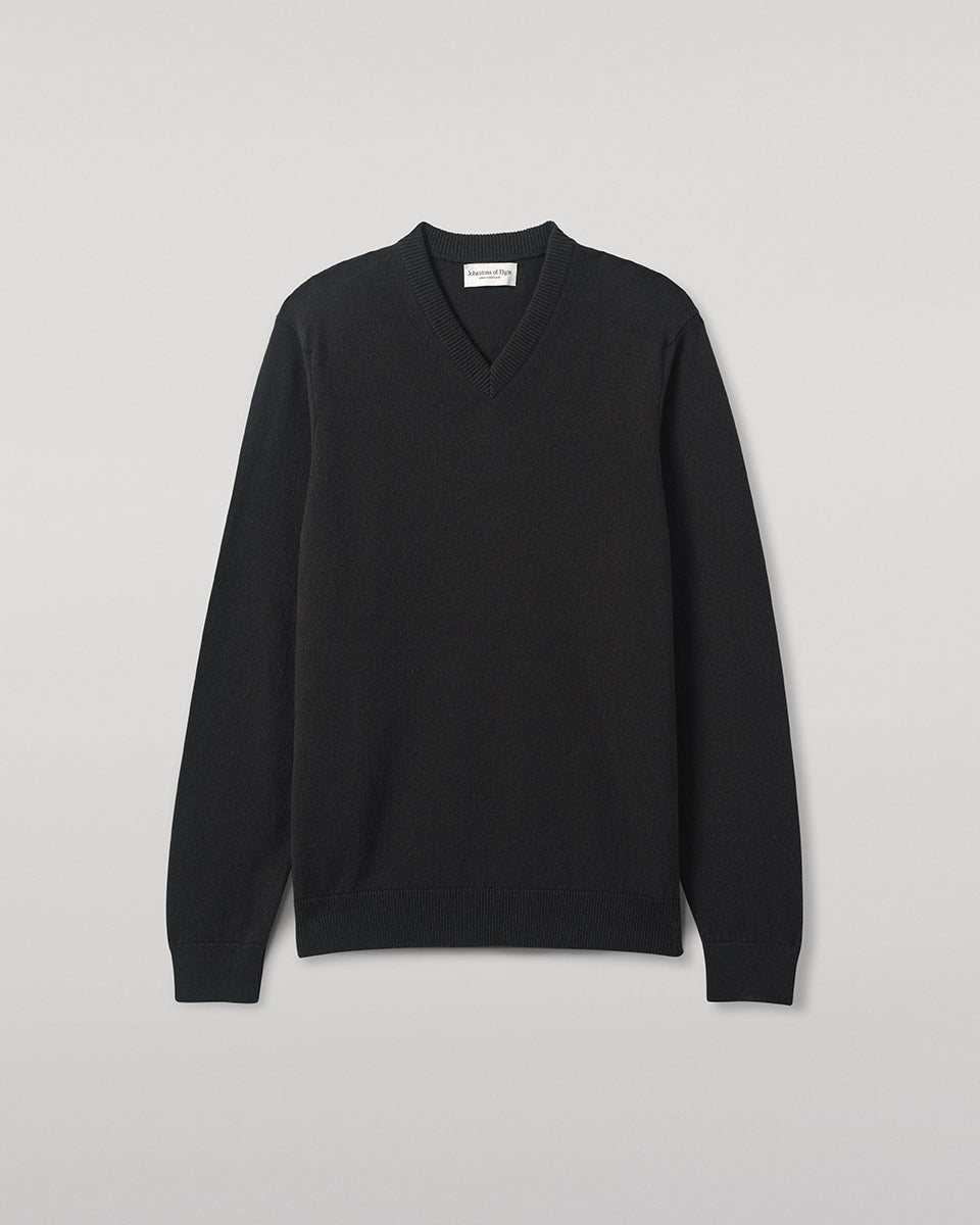 Johnstons of Elgin - Classic Cashmere Dark Grey V Neck Jumper
