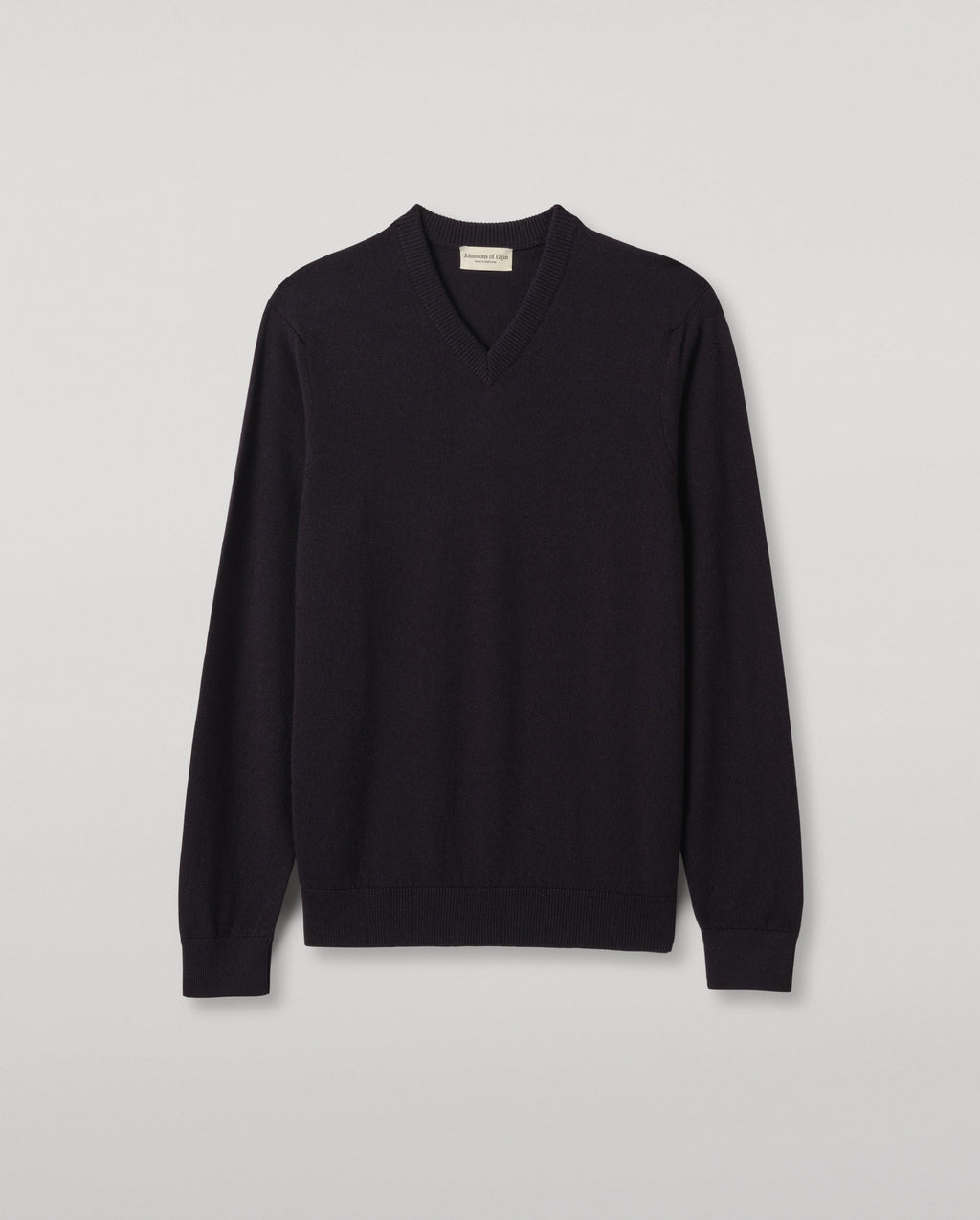Johnstons of Elgin - Rory Dark Navy Classic Cashmere V - Neck Jumper