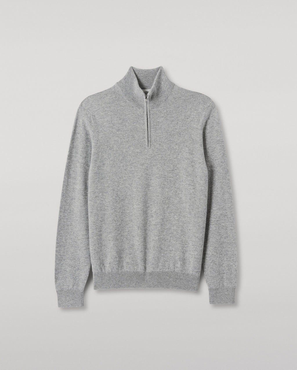 Johnstons of Elgin - Rory Grey Classic Cashmere Zip Neck Jumper