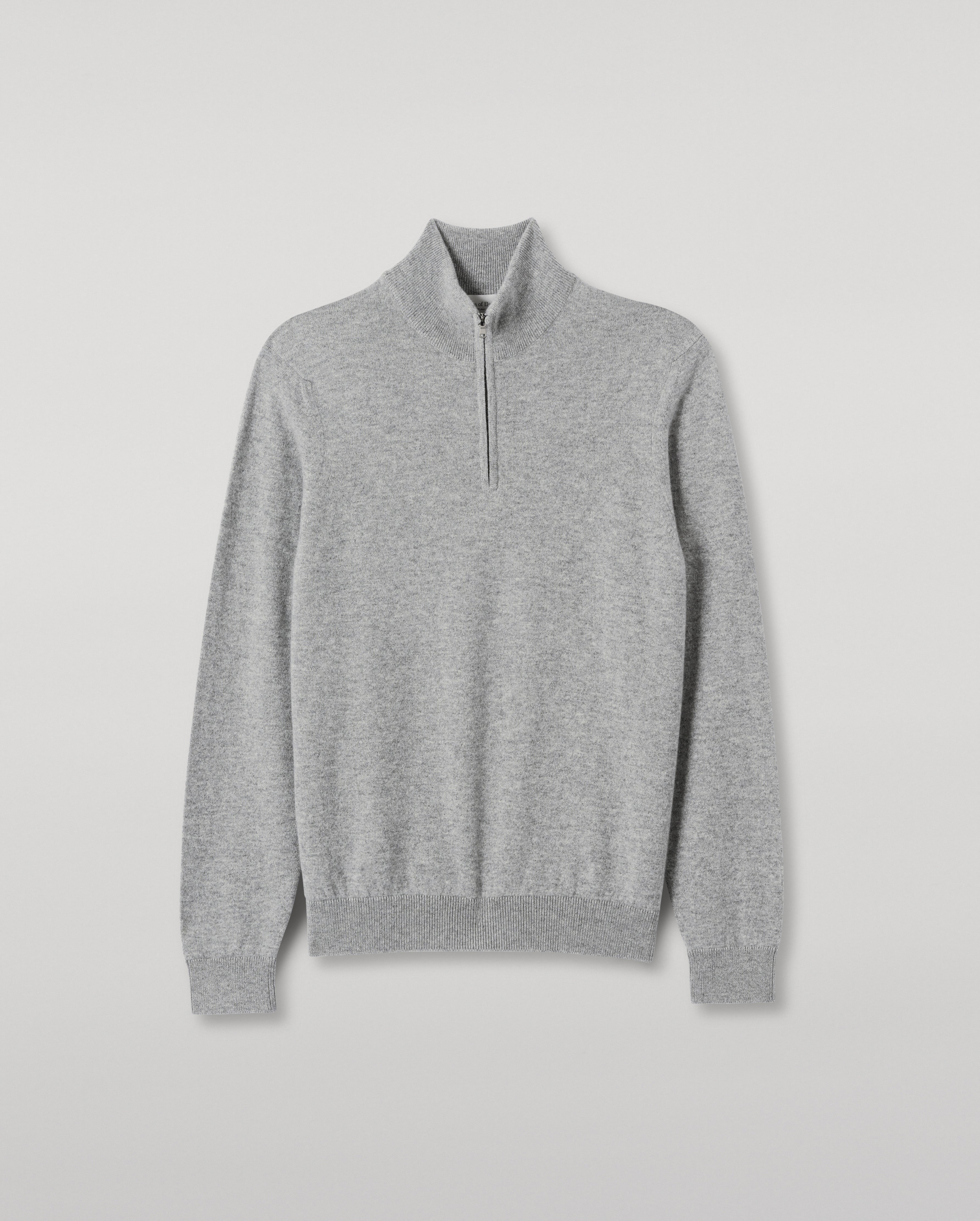 Johnstons of Elgin - Rory Grey Classic Cashmere Zip Neck Jumper