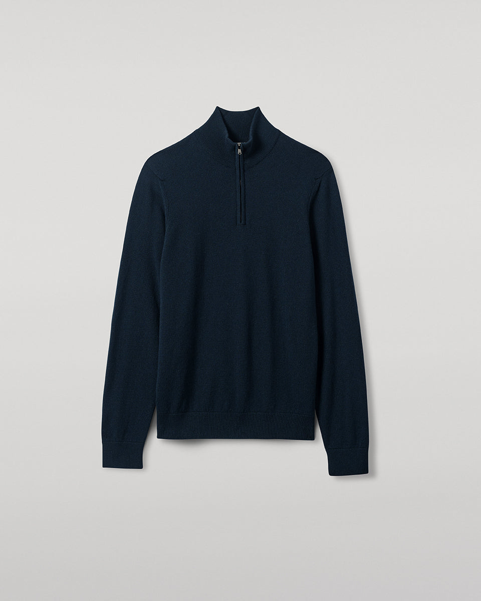 Johnstons of Elgin - Classic Cashmere Dark Green Zip Neck Jumper