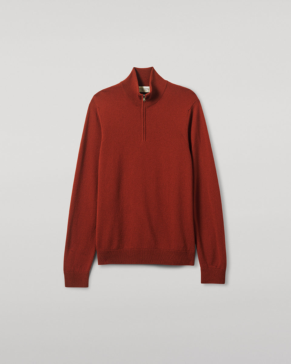Johnstons of Elgin - Classic Cashmere Dark Red Zip Neck Jumper