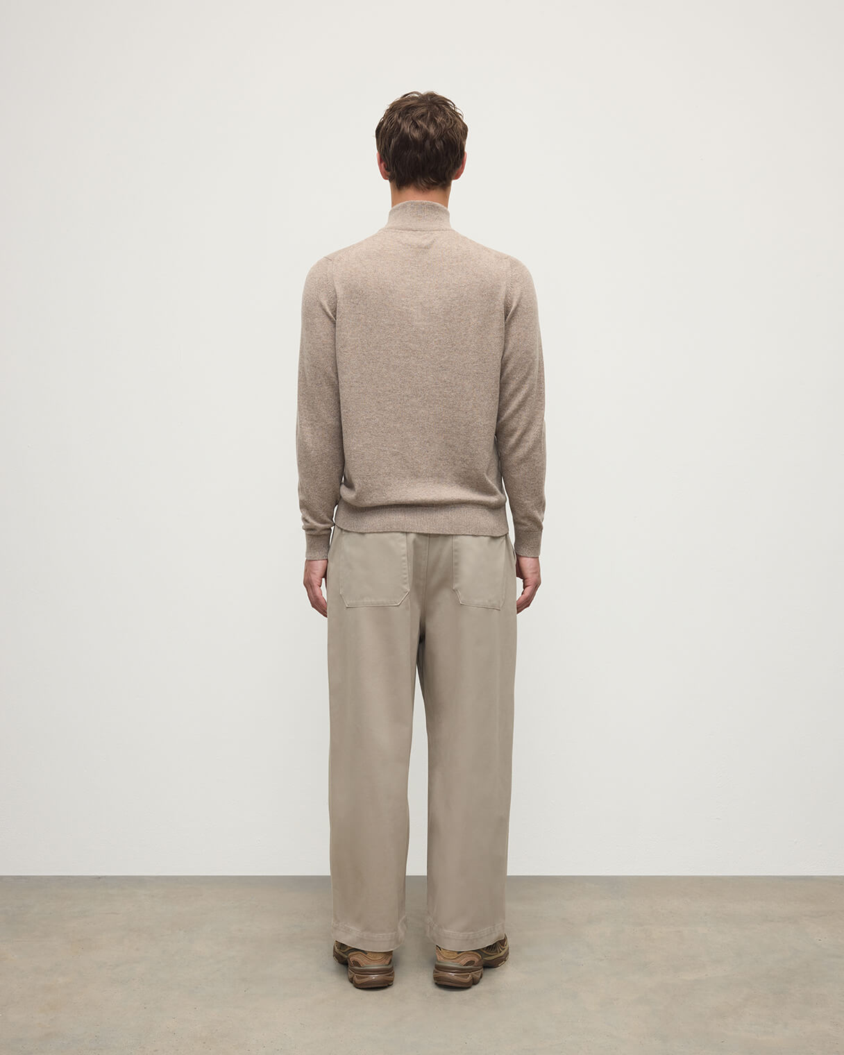 Johnstons of Elgin - Classic Cashmere Light Brown Zip Neck Jumper