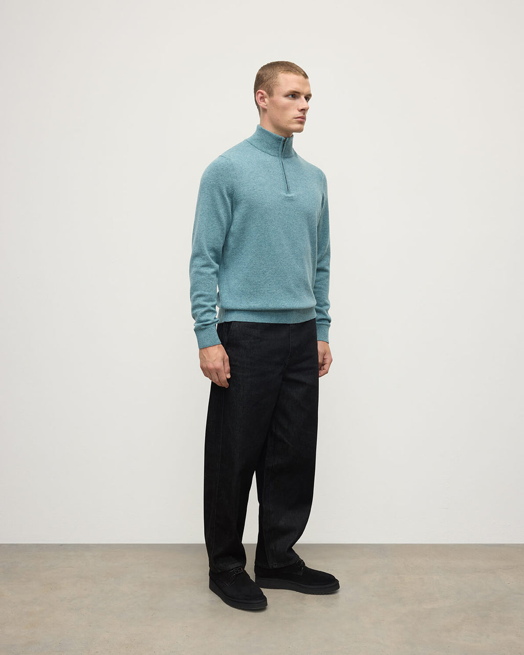 Johnstons of Elgin - Classic Cashmere Green Zip Neck Jumper