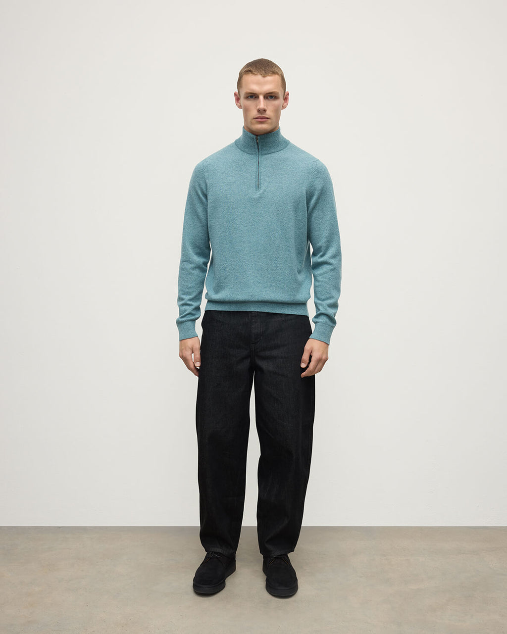 Johnstons of Elgin - Classic Cashmere Green Zip Neck Jumper