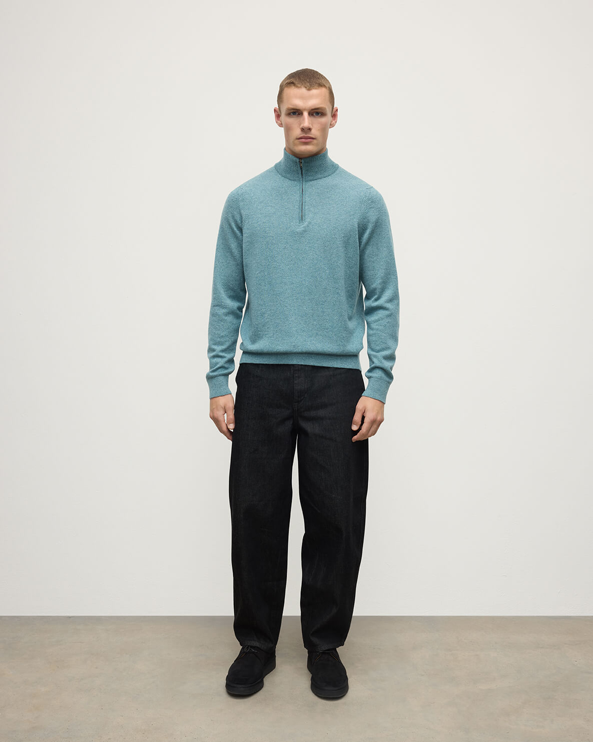 Johnstons of Elgin - Classic Cashmere Green Zip Neck Jumper