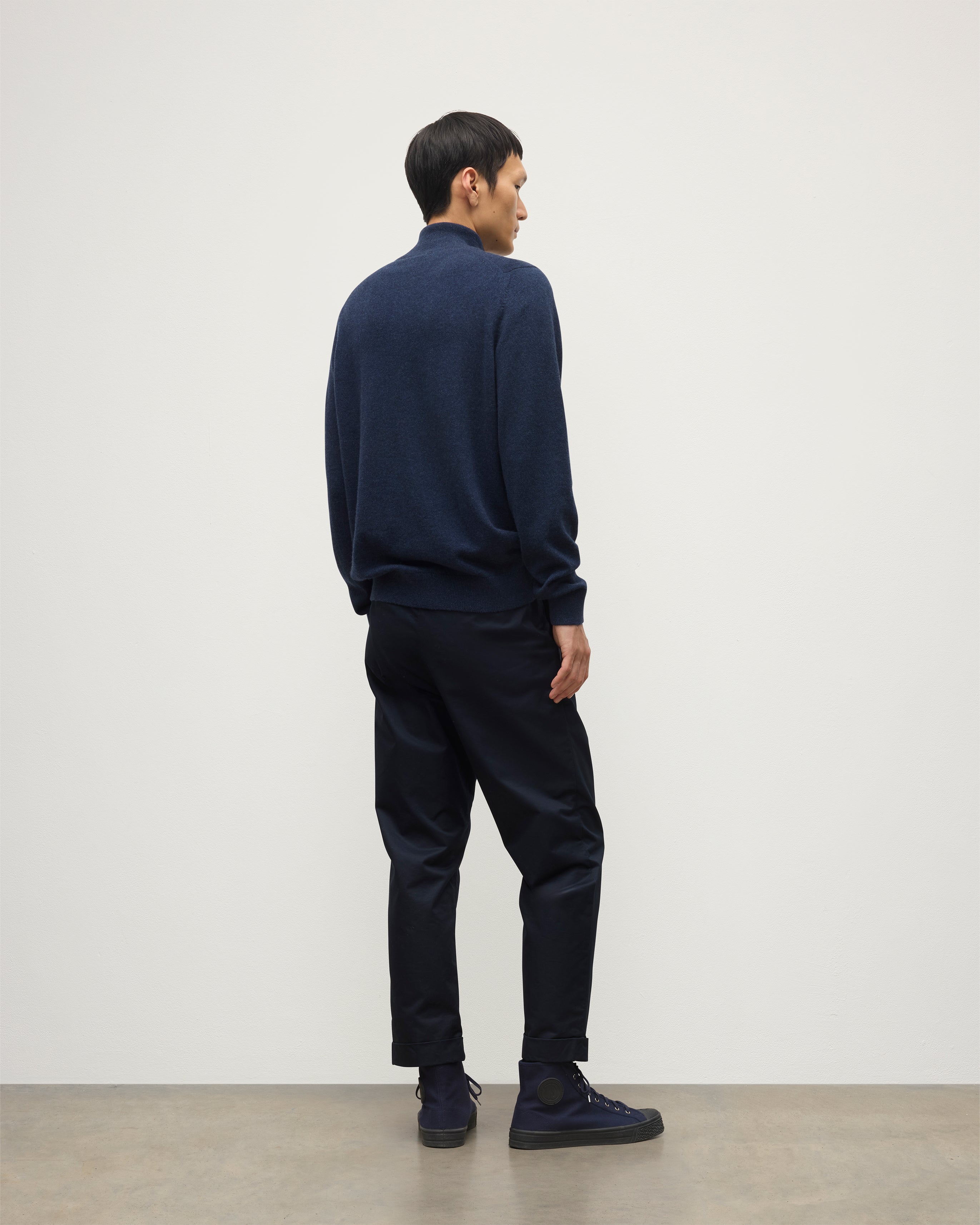 Johnstons of Elgin - Rory Navy Classic Cashmere Zip Neck Jumper