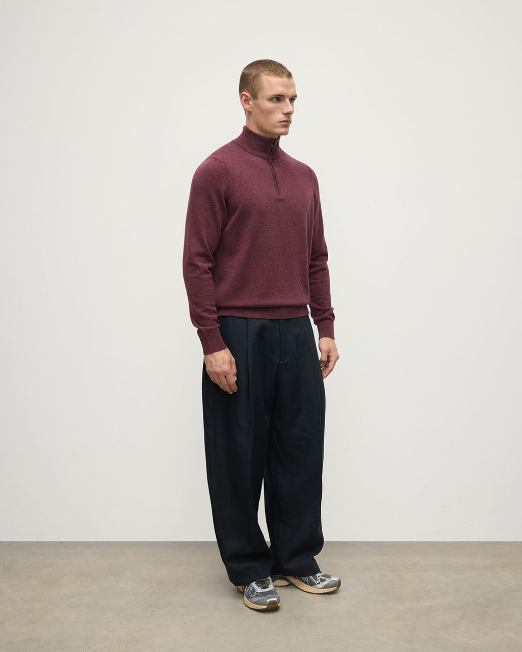 Johnstons of Elgin - Classic Cashmere Purple Zip Neck Jumper