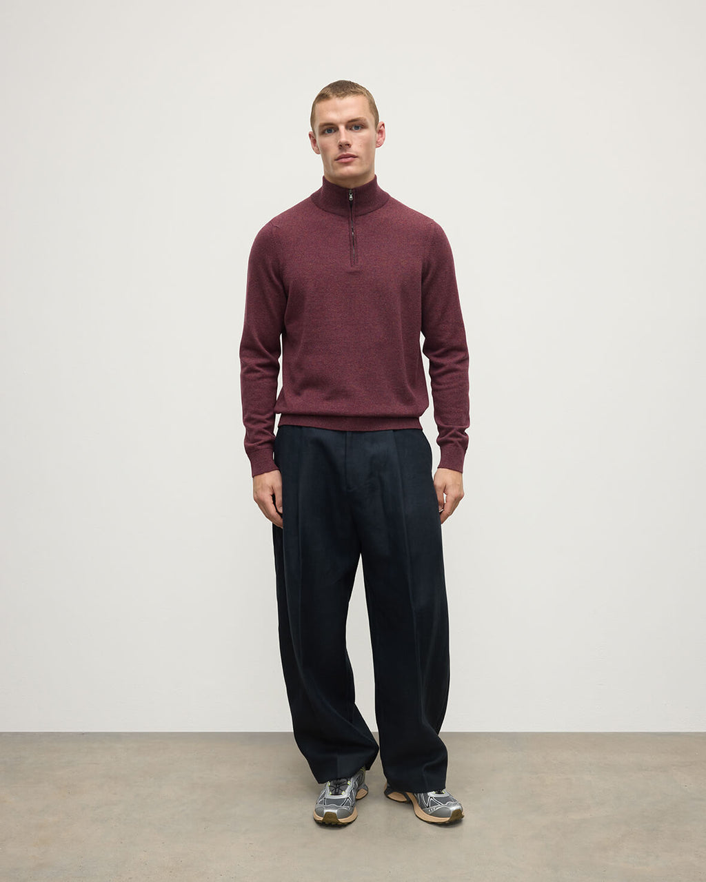 Johnstons of Elgin - Classic Cashmere Purple Zip Neck Jumper
