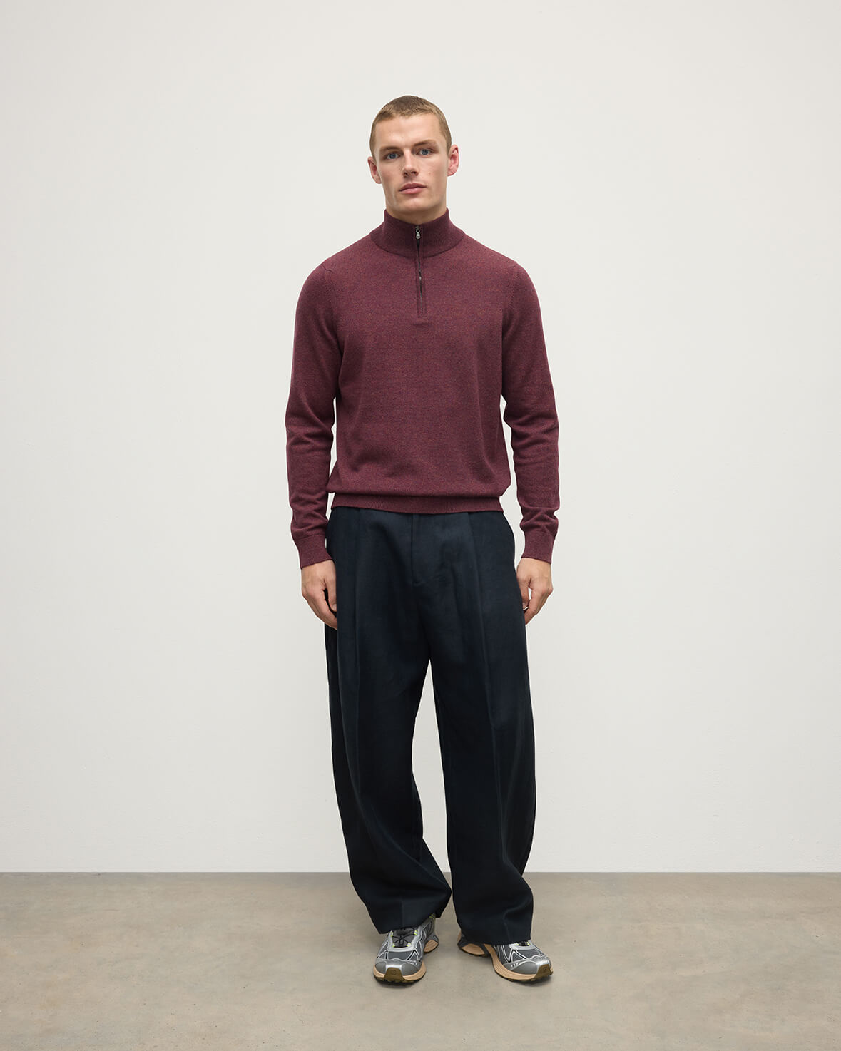 Johnstons of Elgin - Classic Cashmere Purple Zip Neck Jumper