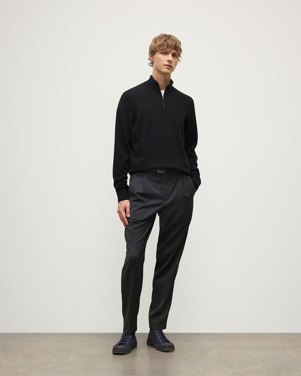 Johnstons of Elgin - Rory Cashmere Classic Black Zip Neck Jumper