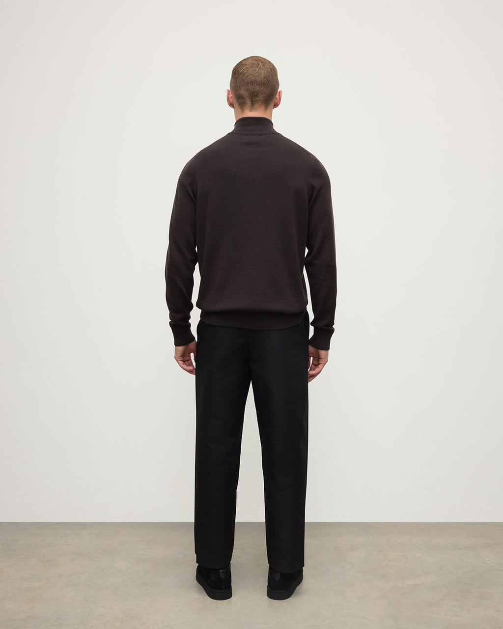 Johnstons of Elgin - Classic Cashmere Dark Brown Zip Neck Jumper