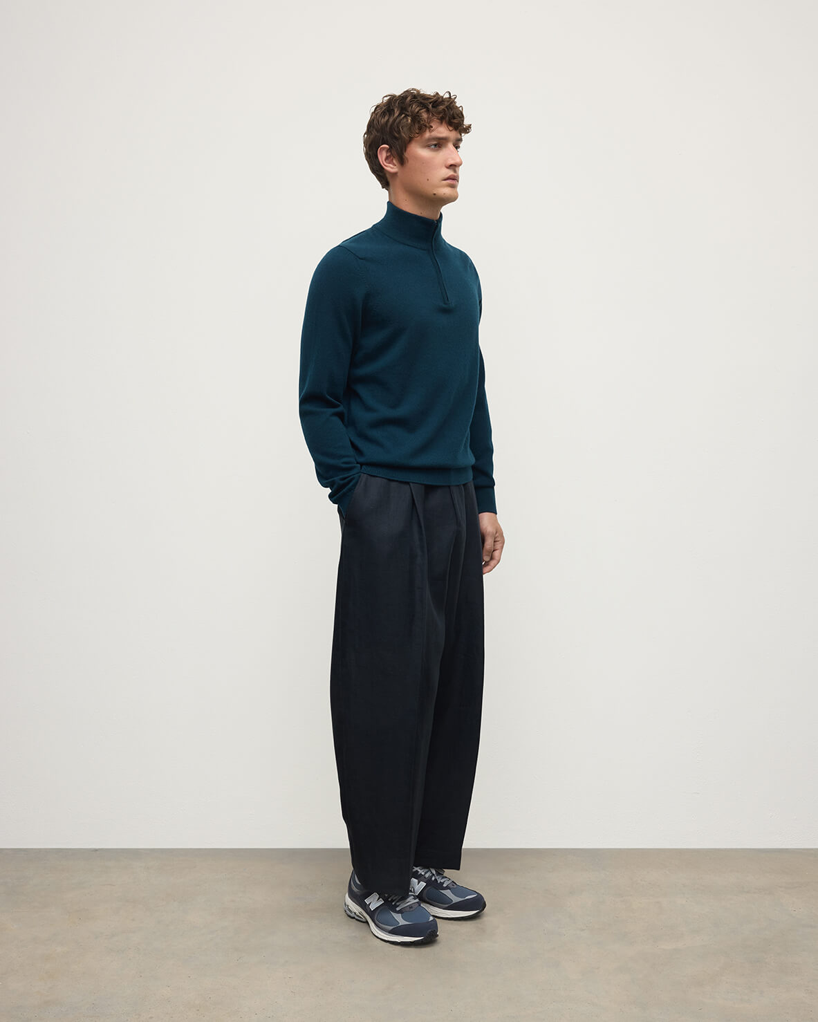 Johnstons of Elgin - Classic Cashmere Dark Green Zip Neck Jumper