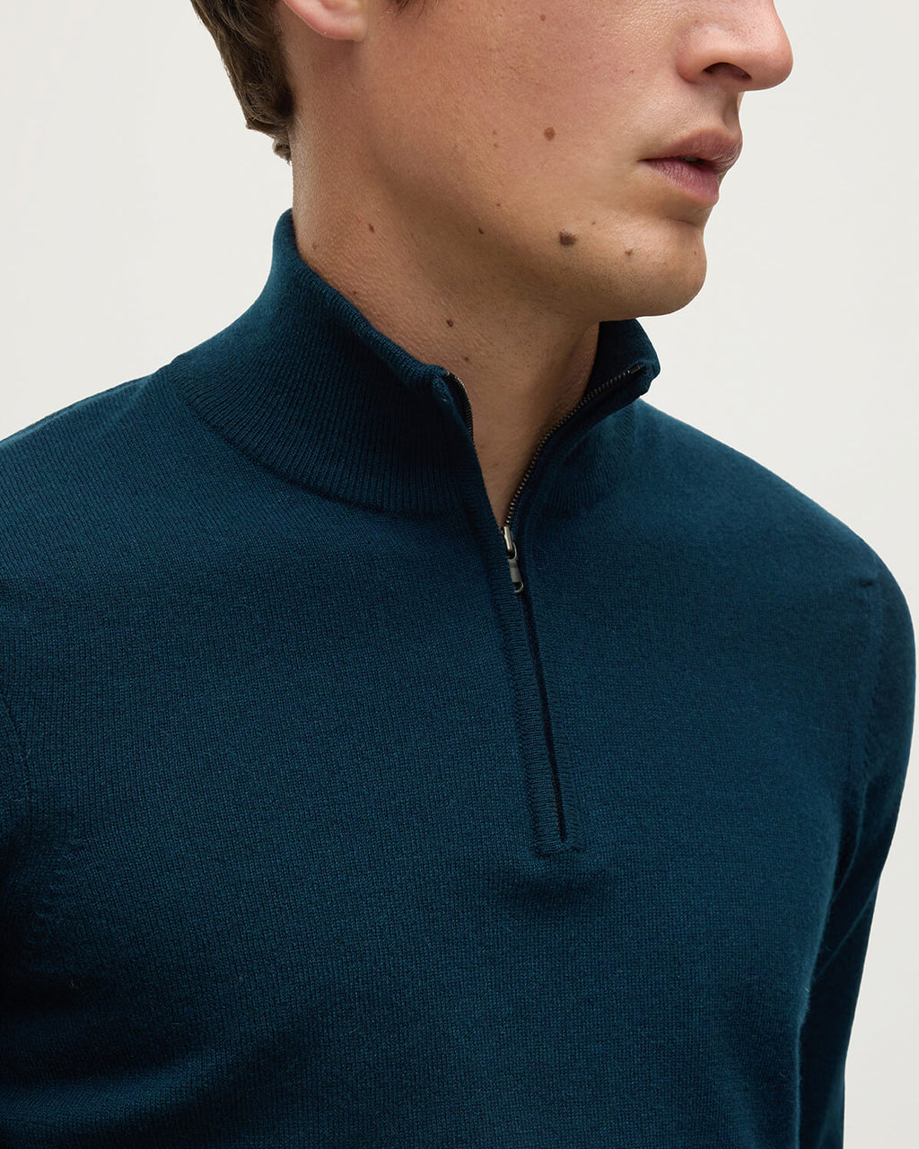 Johnstons of Elgin - Classic Cashmere Dark Green Zip Neck Jumper
