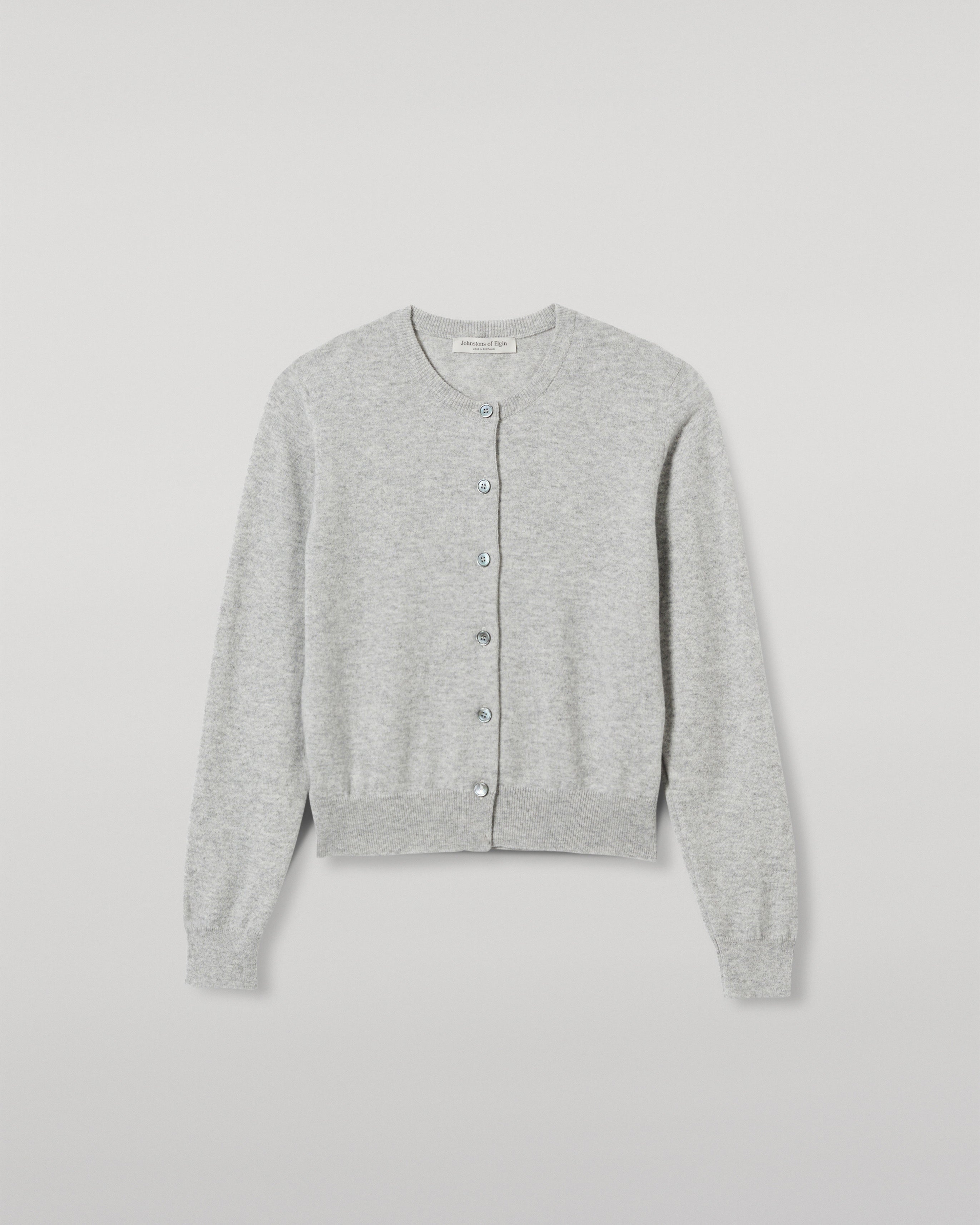 Johnstons of Elgin - Iris Pale Grey Classic Cashmere Cardigan