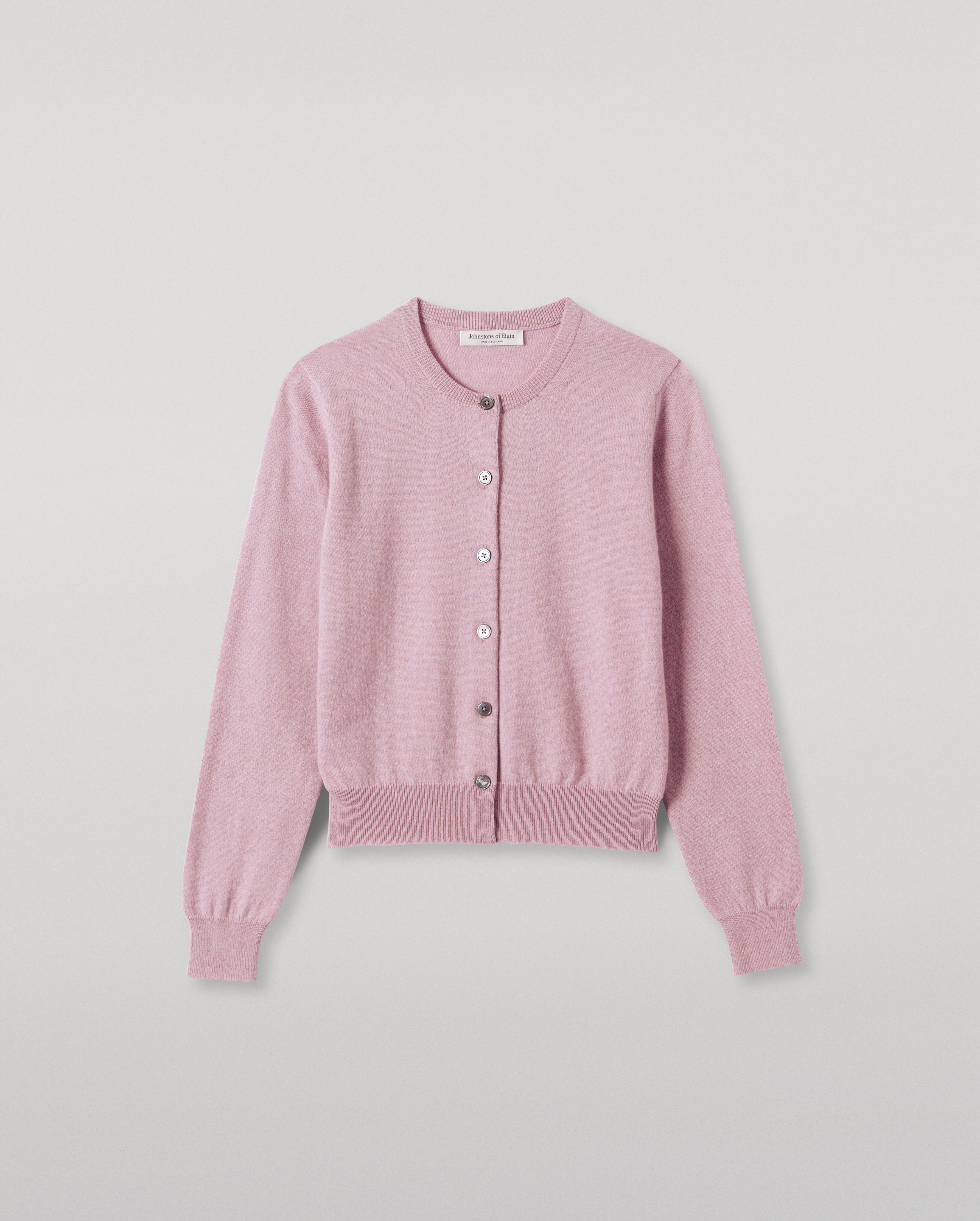 Johnstons of Elgin - Iris Light Pink Classic Cashmere Cardigan