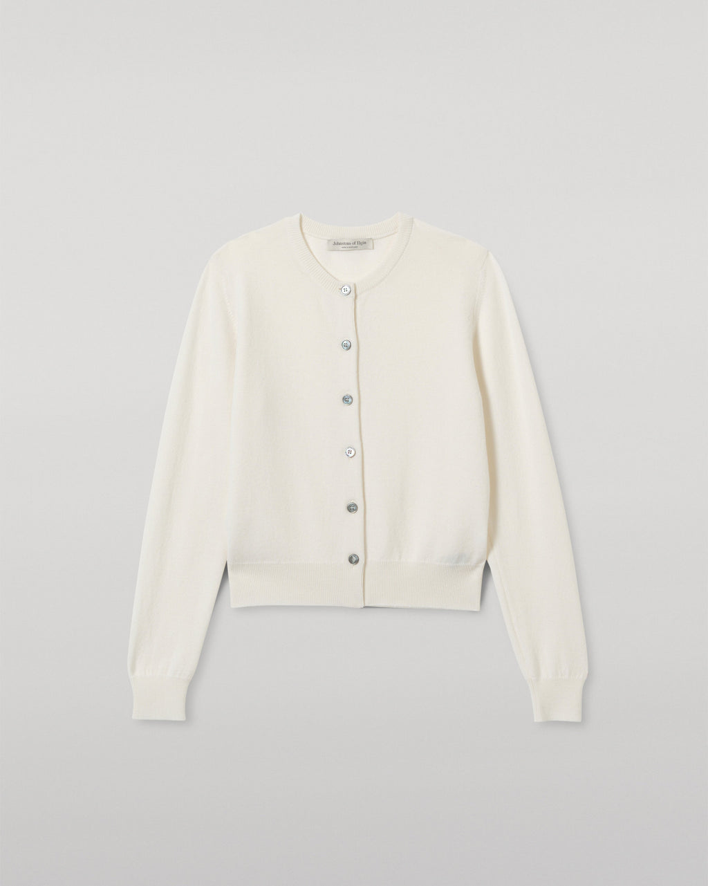 Johnstons of Elgin - Iris White Classic Cashmere Cardigan