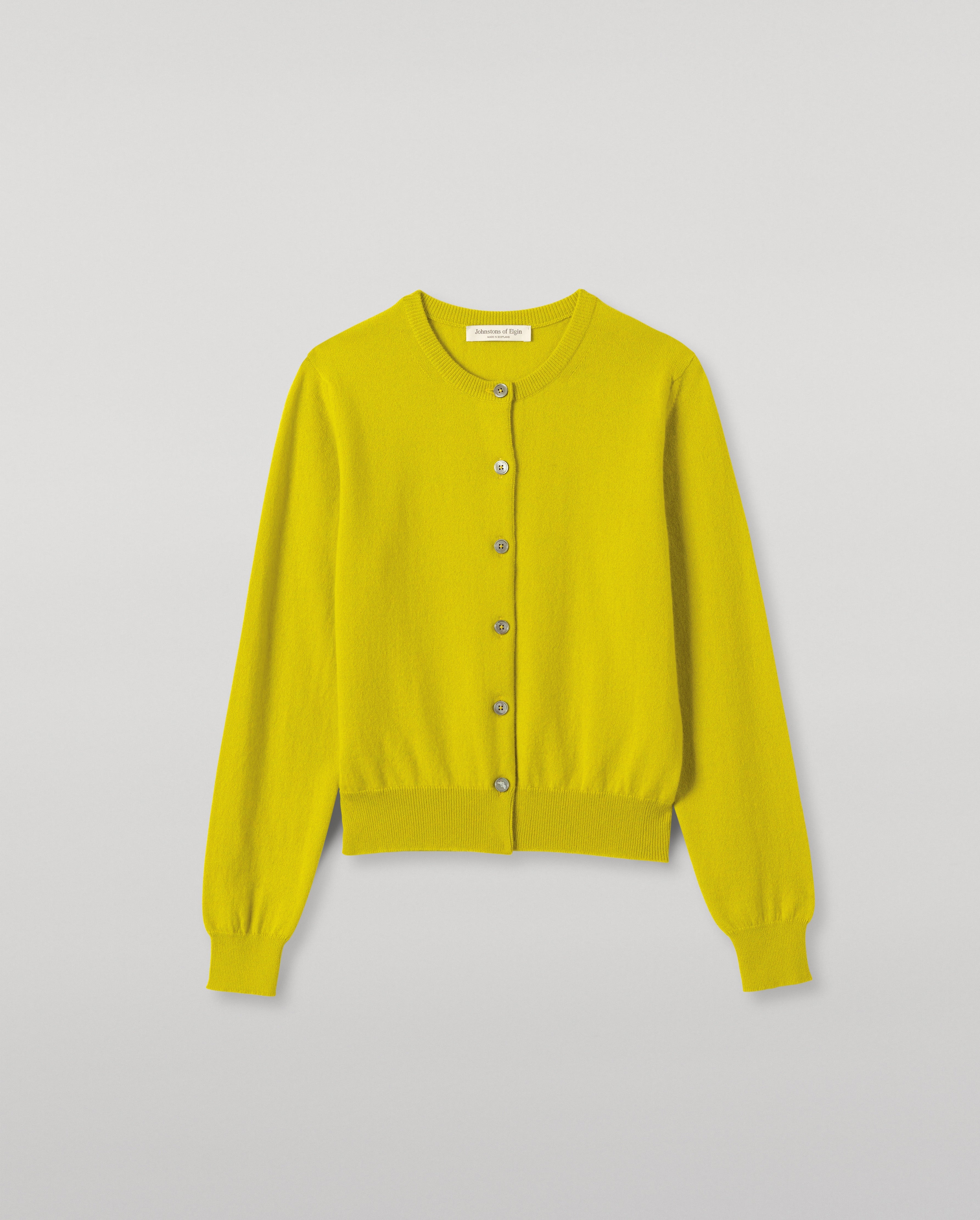 Johnstons of Elgin - Iris Yellow Classic Cashmere Cardigan