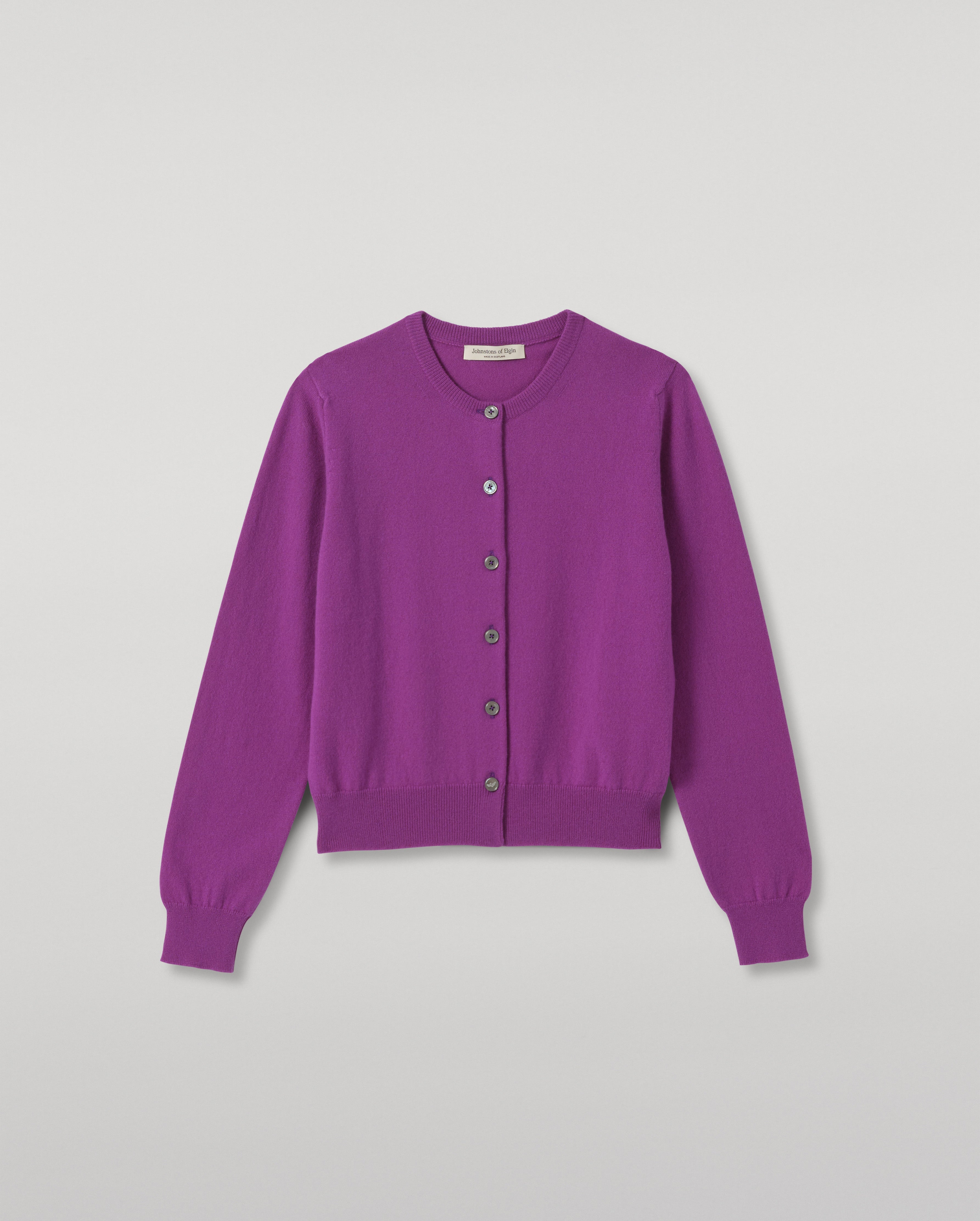 Johnstons of Elgin - Iris Classic Purple Cashmere Cardigan