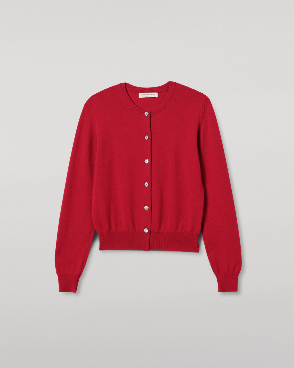 Johnstons of Elgin - Iris Red Classic Cashmere Cardigan
