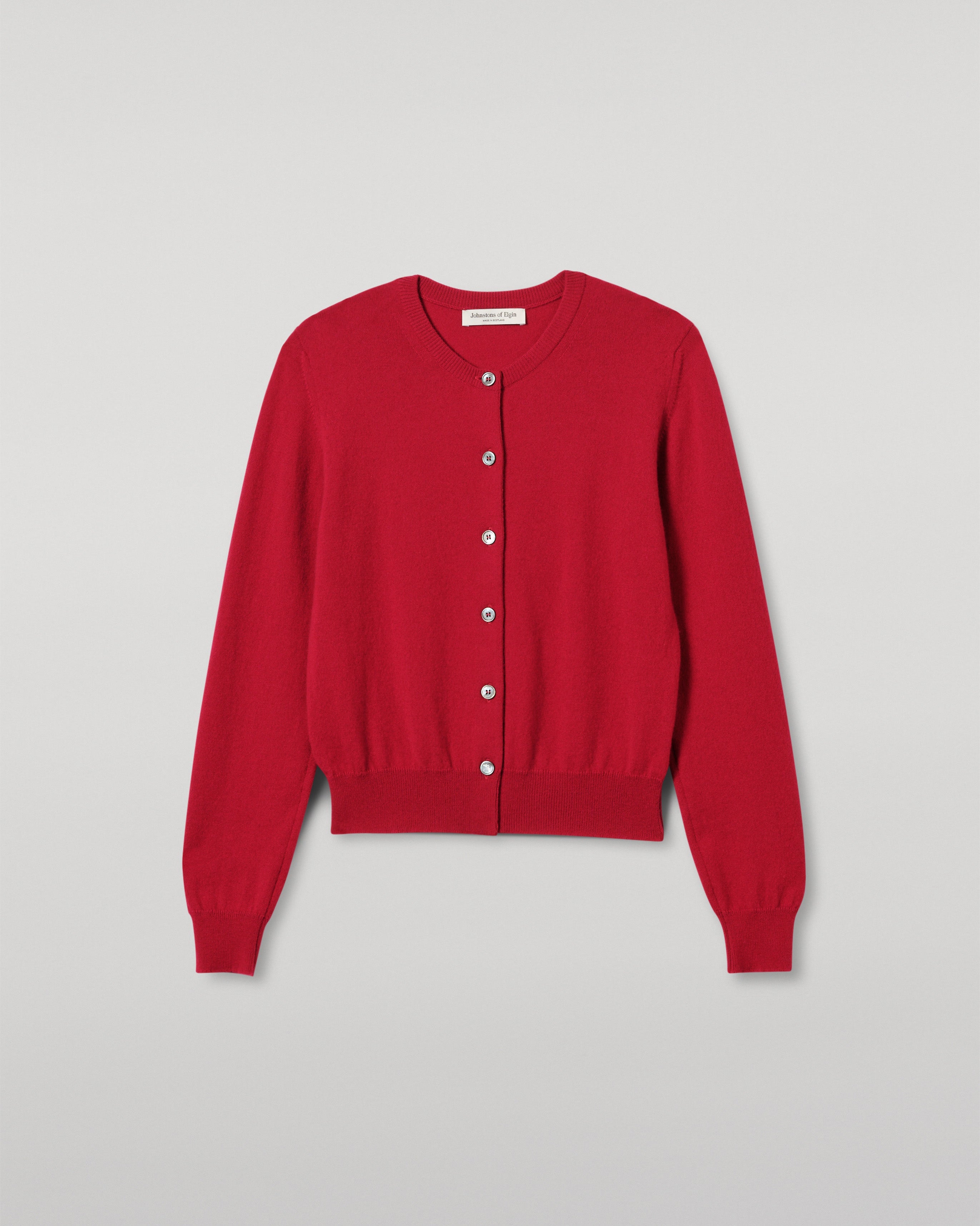Johnstons of Elgin - Iris Red Classic Cashmere Cardigan