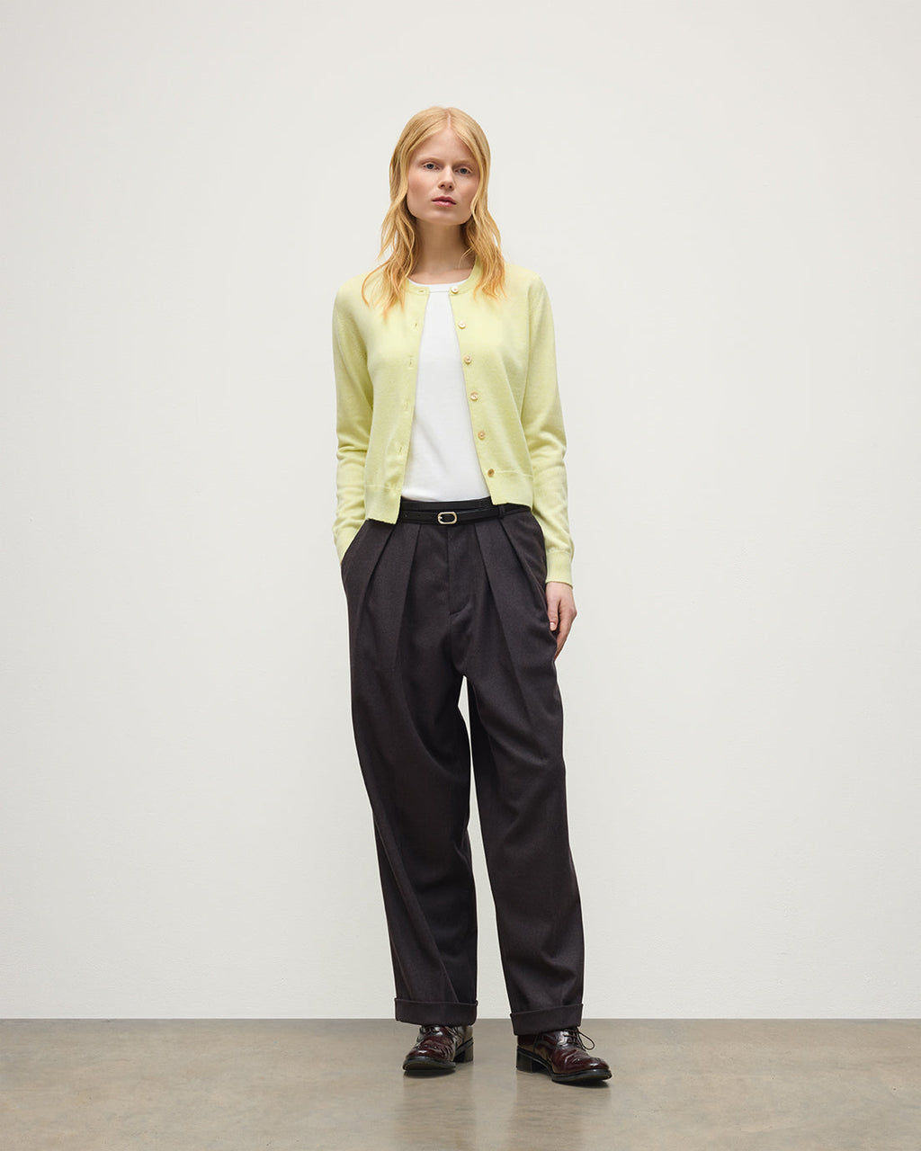 Johnstons of Elgin - Iris Classic Yellow Cashmere Cardigan