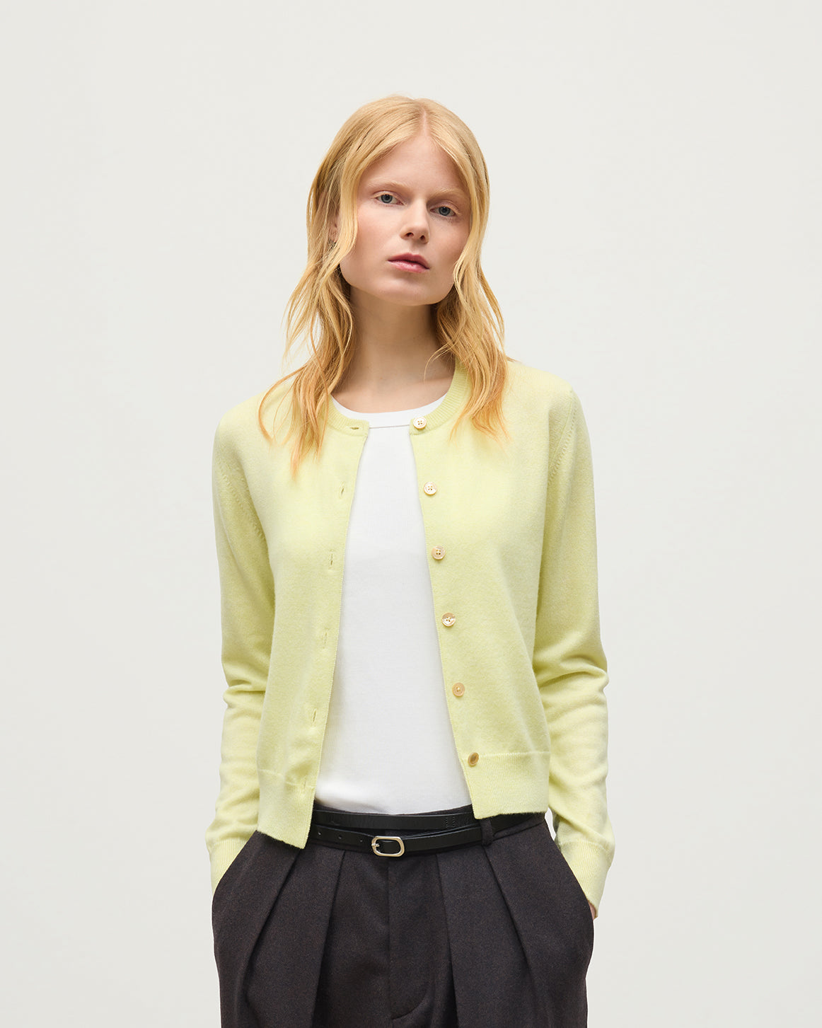 Johnstons of Elgin - Iris Classic Yellow Cashmere Cardigan