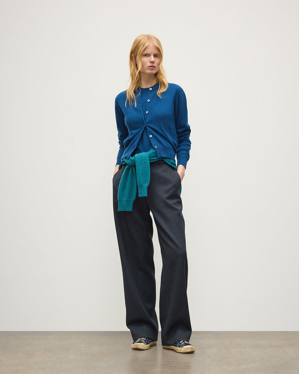 Johnstons of Elgin - Iris Classic Blue Cashmere Cardigan