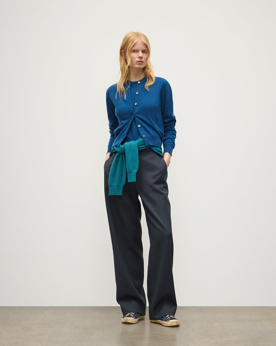 Johnstons of Elgin - Iris Classic Blue Cashmere Cardigan