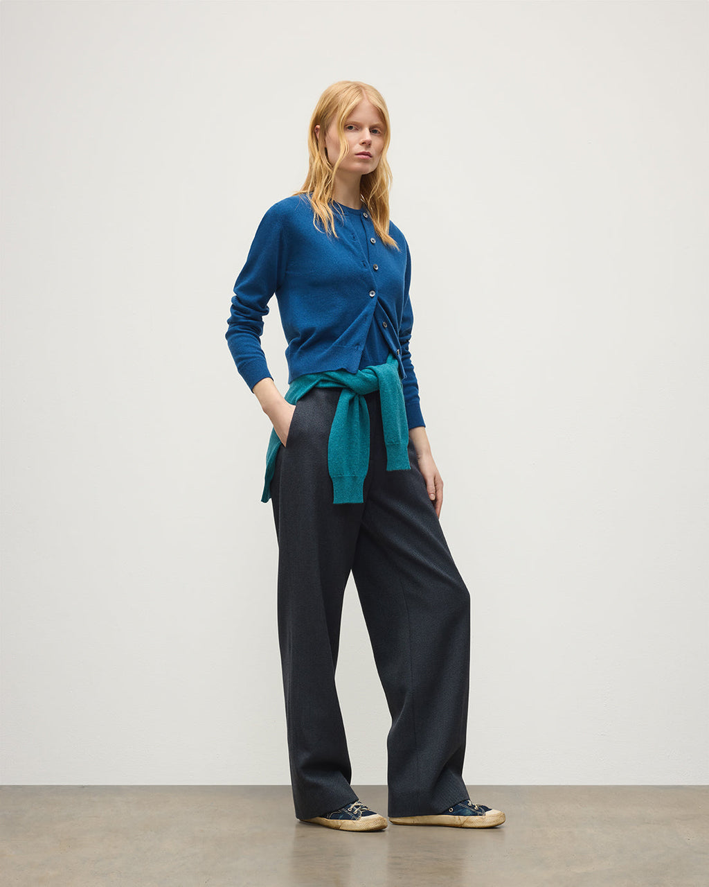Johnstons of Elgin - Iris Classic Blue Cashmere Cardigan