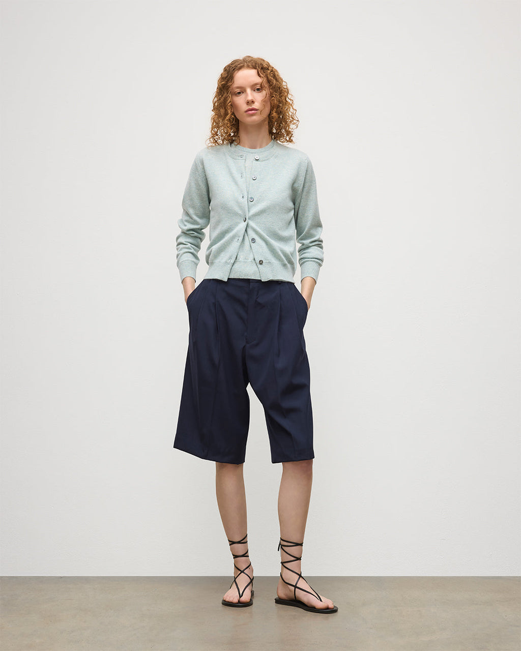 Johnstons of Elgin - Iris Light Green Classic Cashmere Cardigan