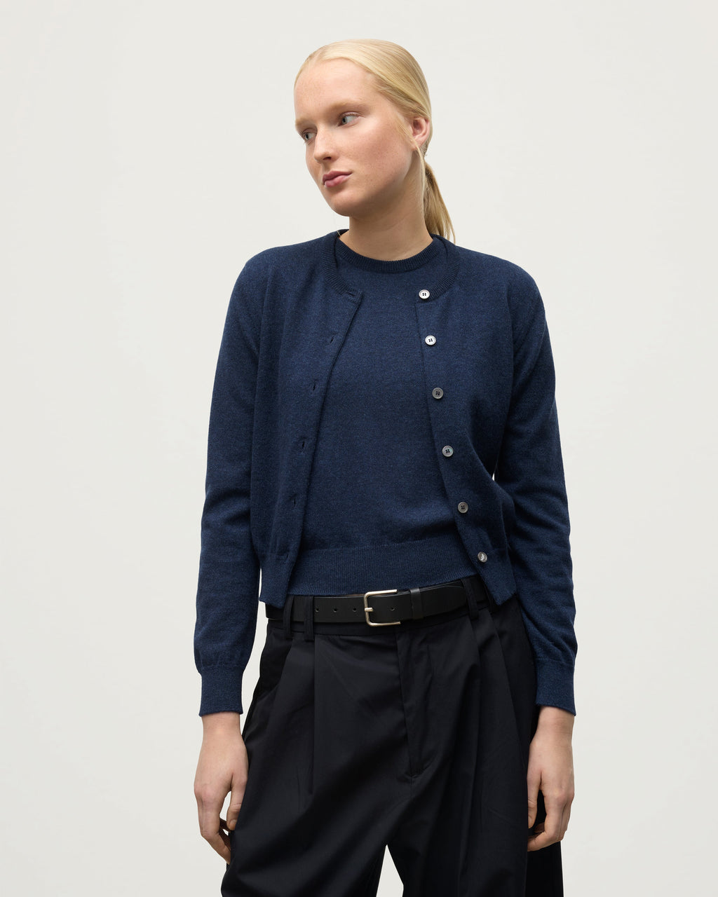 Johnstons of Elgin - Iris Navy Classic Cashmere Cardigan