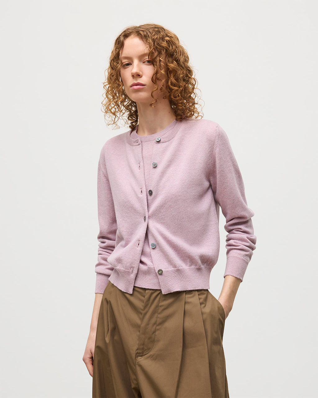 Johnstons of Elgin - Iris Light Pink Classic Cashmere Cardigan