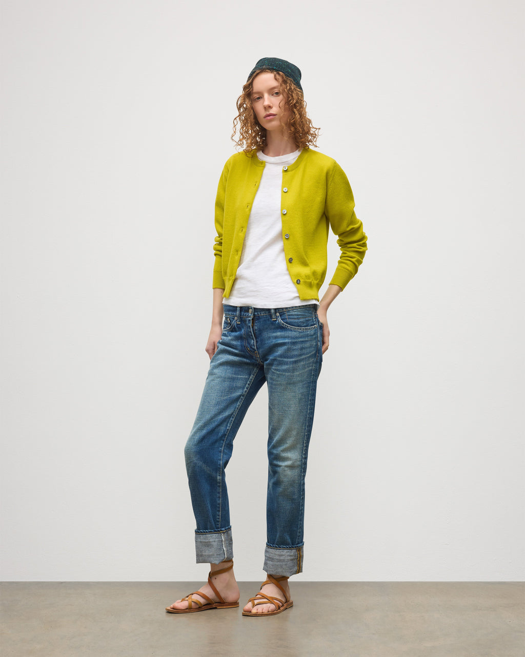 Johnstons of Elgin - Iris Yellow Classic Cashmere Cardigan