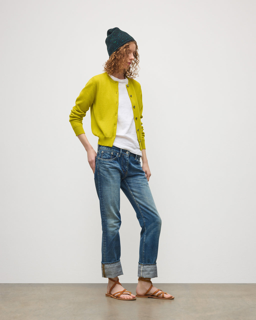 Johnstons of Elgin - Iris Yellow Classic Cashmere Cardigan