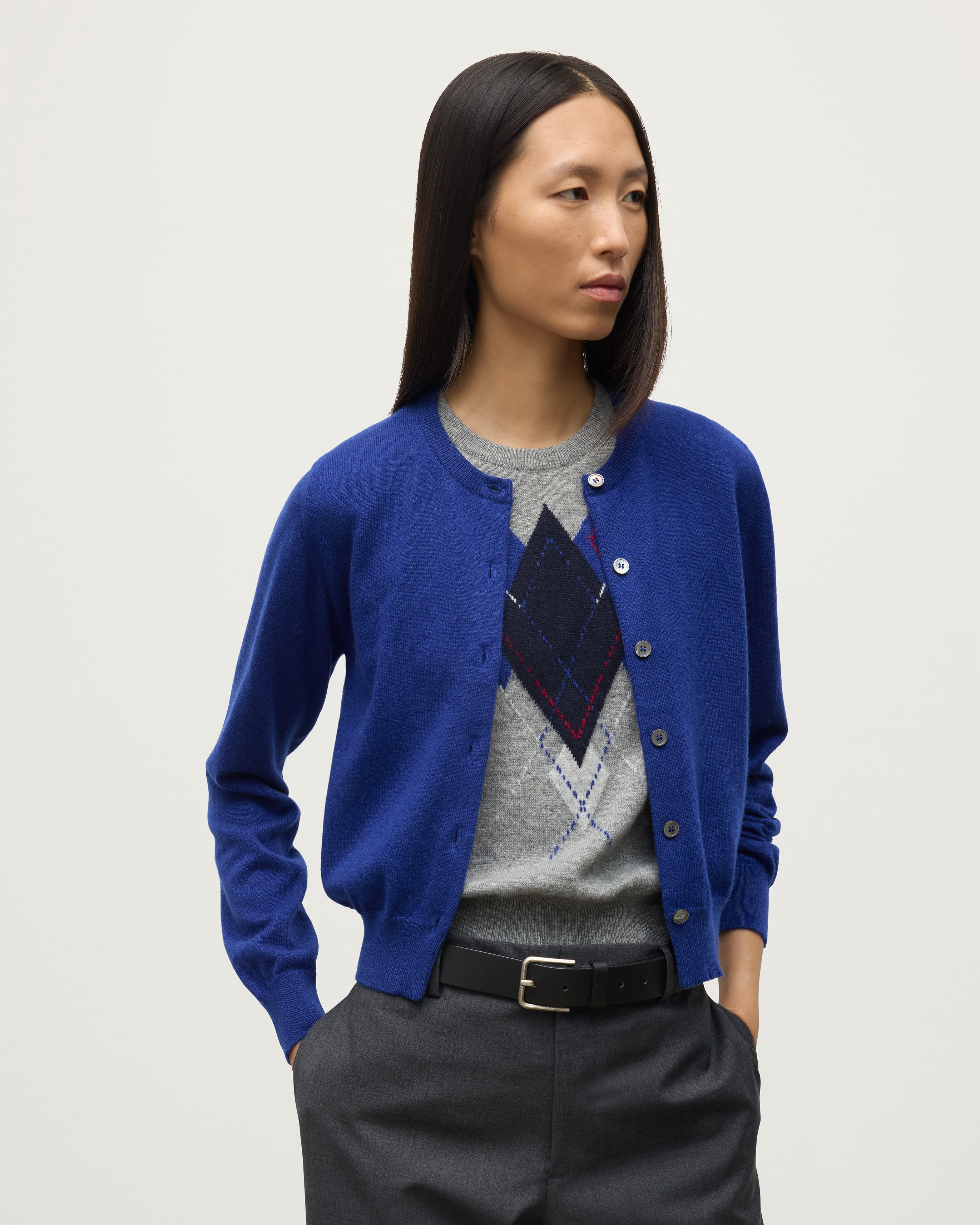 Johnstons of Elgin - Iris Blue Classic Cashmere Cardigan